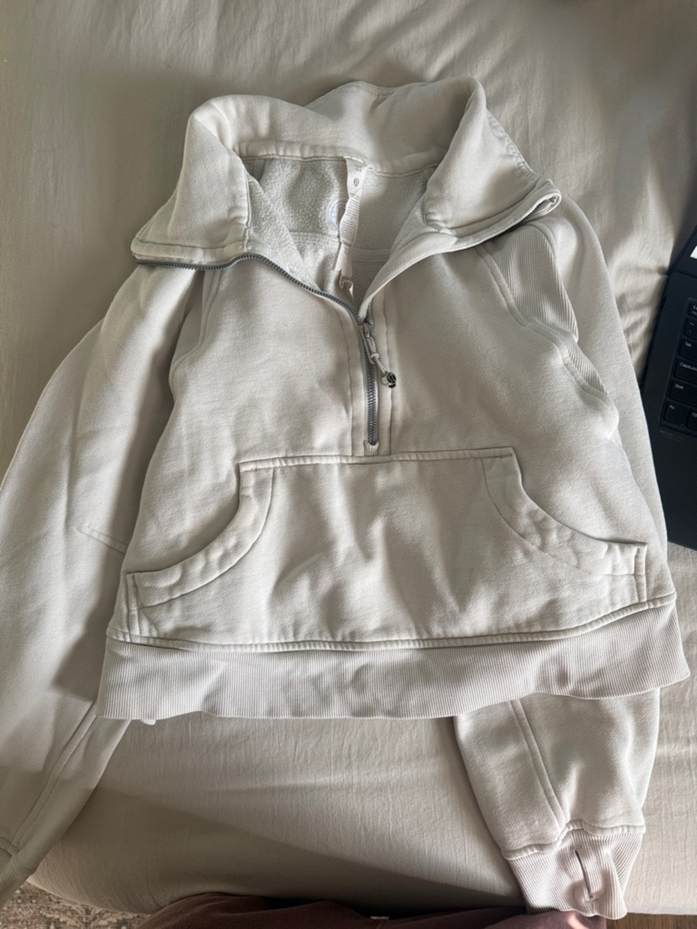 Lululemon Cream Scuba Cropped Quarter-Zip